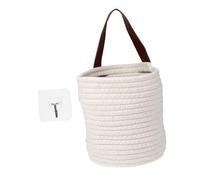 MUELODSIC Mural Corde de Coton Tissé Main Panier de Rangement Polyvalent pour Fleurs Vêtements et Accessoires Décoration Murale Pratique avec Poignée Couleur Blanche