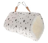 MUELODSIC Nid Tunnel Suspendu pour Petits Animaux, Lit Confortable en Coton Doux Blanc Étoiles Taille M, Tunnel Quatre Saisons Adapté Chinchillas, Hamsters et Perroquets, Accessoire Cage