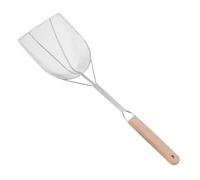 MUELODSIC Oil Strainer Spoon With Heat Resistant Wooden Handle Stainless Steel Metal Scoop For Frying Grease Filtering And Draining Suitable For French Fries Donuts Hot Pot And Seafood
