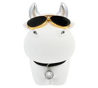 MUELODSIC Ornement De Mascotte Ox Créatif en Résine Blanche, Décoration Voiture Élégante Et Bureau, Accessoire Unique pour Ambiance Chaleureuse, Pièce Unique, Décor De L’année du Bœuf