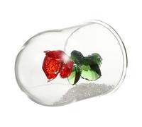 MUELODSIC Ornement Rose Cristal sous Cloche Rouge Fleur Préservée Sculptée Main Cadeau Romantique pour Fête des Mères et Décoration Maison