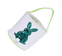 MUELODSIC Panier de Bonbons de Pâques Vert en Tissu 1 Pièce, Panier Lapin Décoratif Portable pour Rangement et Fête, Boîte à Œufs de Pâques pour Garçon et Filles, Accessoire de Fête