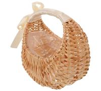 MUELODSIC Panier de Demoiselle d'Honneur en Osier Tressé à la Main Petit Panier à Fleurs Portable Naturel pour Cérémonie de Mariage Grosse Capacité pour Pétales et Confettis Accessoire