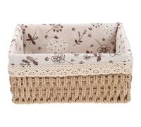 MUELODSIC Panier de Rangement Tressé Osier Naturel avec Doublure Tissu Lavable Corbeille Carrée Rustique pour Jouets et Accessoires Taille L Beige Panier de Rangement Tissé pour Maison et