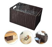 MUELODSIC Panier Tissé Rectangulaire Osier Naturel Rangement Polyvalent pour Salle de Bain Chambre et Salon Panier de Rangement Moyen Léger et Pratique avec Poignée Couleur Aléatoire