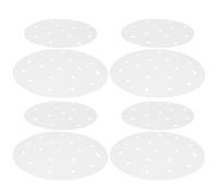 MUELODSIC Papier Sulfurisé Perforé pour Friteuse à Air 200 Pcs en Pâte de Bois Alimentaire, Tapis Antiadhésif Vapeur pour Cuisson Saine et Cuisson au Four