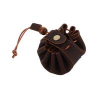 MUELODSIC Petit Porte-Monnaie Femme Fait Main en Cuir Rigide Cordon De Serrage, Mini Trousse à Monnaie Compacte Pratique, Brun Sauvage, Poche Portable