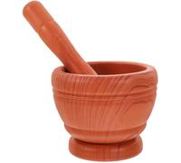 MUELODSIC Pilon à Ail en Plastique Bol Broyeur, Petit Modèle Bois Effet Grainé, Ustensile Cuisine Manuel pour Écraser Ail, Épices et Remède, pour Préparation Culinaire Maison, Ensemble