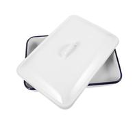MUELODSIC Plat de Cuisson Rectangulaire Émail avec Couvercle Plateau Multifonction pour Four Matériau Alimentaire Sûr Design Élégant et Grand Format pour Cuisine et Service