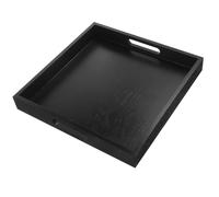 MUELODSIC Plateau de Service Carré Noir en Bois de Pin 30X30X4 CM avec Poignées Plateau Repas Anti-Débordement pour Petit-Déjeuner Café Décor et Organisation de Table