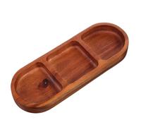 MUELODSIC Plateau de Service Compartimenté en Bois Massif d'Acacia Assiette à Sauces à 3 Compartiments pour Condiments Apéritifs et Barbecue Plateau Réutilisable pour Table et Réception