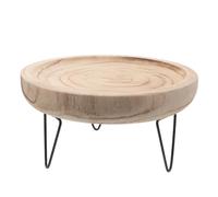 MUELODSIC Plateau Rond en Bois Naturel avec Support Tripode en Métal, Vide-Poches Vintage Multifonction pour Rangement Bijoux et Présentation de Bougies Chauffe-Plat, Décoratif pour Table