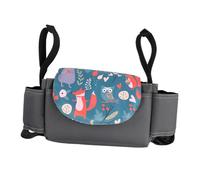 MUELODSIC Pochette de Rangement Buggy Multifonction pour Poussette Organisateur Pratique avec Support Biberon et Compartiments pour Couches Léger pour Poussette Animal Forest