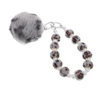 MUELODSIC Porte-clés Pompon Boule en Fausse Fourrure Motif Léopard Gris, Accessoire Porte-clés Suspendu pour Paquet, Décoration et Présent Charmant, pour Clés et Paquet à Main