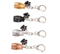MUELODSIC Porte-Clés Urne Funéraire pour Animaux 4 Pièces en Métal Solide Pendentif Patte Mini Capsule Commémorative pour Cendres ou Poils de Chien et Chat Accessoire Souvenir Discret et