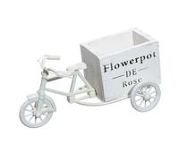 MUELODSIC Porte-Pot de Fleurs de Vélo Blanc 1 Pièce, Support Seau à Fleurs Multifonction en Plastique et Bois, Décoration Champêtre pour Mariage et Bureau, Accessoire Décoratif pour Centre