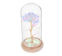 MUELODSIC Rose Éternelle Lumineuse sous Cloche en Verre Blanche, Décoration de Fleurs Artificielles pour Saint-Valentin, Ornement Romantique Solide, Décoration D'ambiance Élégante