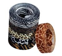 MUELODSIC Ruban Léopard Imprimé 1,6 Cm X 5 M, Lot de 6 Rouleaux Polyester Solide, Rubans Décoratifs pour Emballage Présent, Bricolage Créatif et Nœuds Originaux aux Motifs Animaux