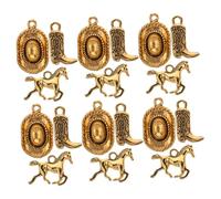 MUELODSIC Set de Breloques Western Vintage pour Bijoux DIY Pendentifs Chapeau Cowboy Cheval et Doré pour Colliers Porte-clés et Décorations Thème Western