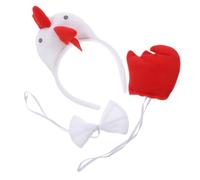 MUELODSIC Set Déguisement Poulet Blanc avec Bandeau Coq Queue et Nœud Noeud Costume Cosplay Halloween et Fête pour Garçon Fille et Adultes