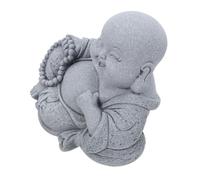 MUELODSIC Statue Bouddha Rieur en Pierre Naturelle Décorative pour Aquarium Sculpture Maitreya Résistante Ornement Asiatique pour Paysage de Poisson et Décoration de Table