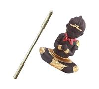 MUELODSIC Statue de Wukong en Grès pour Aquarium Mini Figurine du Roi Singe avec Bâton Doré Décoration Zen Résistante à L’Eau Ornement Créatif pour Aquarium Jardin Zen et Espace Bureau