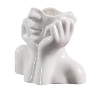 MUELODSIC Vase à Fleurs en Céramique Créatif Modèle Corps Humain Décoration de Fleur pour Maison et Bureau Pot Décoratif pour Bouquet Taille Compacte Couleur Blanche 1 Pièce