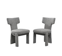 muenfly Lot de 2 fauteuils rembourrés avec housse chenille et structure en bois massif d'hévéa, noyau à ressorts, dossier flottant, fauteuil sans accoudoirs pour salon, salle à manger