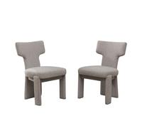 muenfly Lot de 2 fauteuils rembourrés, fauteuil d'accent avec housse chenille et noyau à ressorts, dossier flottant, fauteuil sans accoudoirs pour salon, salle à manger, cadre en bois massif d'hévéa