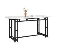 muenfly Table à manger rectangulaire 120 x 70 cm avec pieds en métal noir - Table de cuisine moderne avec plateau en MDF - Pour cuisine, salle à manger, salon - Blanc