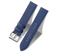 MUENShop Bracelet de montre en cuir véritable litchi XXL extra long, mécanisme à dégagement rapide, 20 mm, 22 mm, grande taille, compatible avec la plupart des montres intelligentes, bleu, 22MM