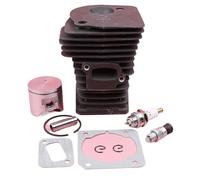 MUEOSI Kit de joint d'axe de piston de culasse 42 mm, for tronçonneuse Husqvarna 340 345 503 87 02 76 W, soupape de décompression, circlip, bougie d'allumage Piston de cylindre de tronçonneuse