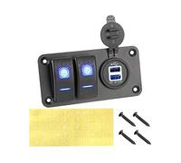 MUEOSI Panneau d'interrupteur à bascule 12-24 V, double port USB, circuit de commande de chargeur de voiture, interrupteur de prise, for voiture, marine, camping-car, SUV, yacht tableau électrique(Blu