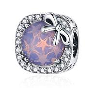 MUERDOU Breloque en argent sterling S925 avec pierre de naissance pour bracelets et colliers - Cadeau d'anniversaire pour femmes et filles, Cristal, Oxyde de Zirconium