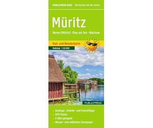 Müritz, Rad- und Wanderkarte 1:50.000, Publicpress: Waren (Müritz) - Plau am See - Malchow, mit Toureninfos, GPX Tracks, wasserfest und reißfest