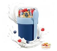 Muesli Cup, 450 ml + 250 ml, Tasse à Yaourt, tasse de céréales à emporter étanche avec cuillère et boîte à sauce, boîte à déjeuner sans BPA, bol à céréales, pour les enfants et les adultes, bleu
