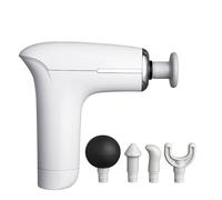 Muet Pistolet de massage en plastique avec 4 têtes de massage, masseur portatif compact, masseur de tissus profonds rechargeable avec étui de transport compact(Wit)