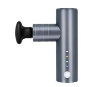 Muet Pistolet de massage en plastique avec 4 vitesses et 4 têtes de massage, masseur portable rechargeable for tissus profonds avec étui de transport compact(Grey)