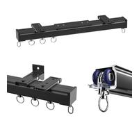 Muet Rideau Rail, Rails de Rideaux Robustes Pour Montage Au Plafond, Pour Rideaux et Séparateurs de Pièce, Pour Suspendre des Rideaux Lourds, Pas Facile À Rouiller, Rail de Rideau en Aluminium(Black,3