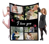 Muewent Couverture personnalisable avec 6 images personnelles et texte. Un cadeau chaleureux et significatif pour les parents, grands-parents, amis pour toutes les occasions