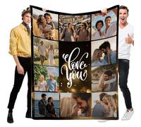 Muewent Couverture personnalisée avec 10 images et message romantique « I Love You » pour elle ou lui pour célébrer l'amour et les souvenirs partagés