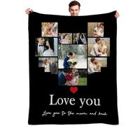 Muewent Couverture personnalisée avec 10 photos et message personnalisé pour créer un cadeau souvenir chaleureux pour les parents, grands-parents, couples ou amis pour tous les événements spéciaux