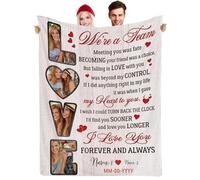 Muewent Couverture personnalisée avec 4 images - Couverture d'amour personnalisée avec texte pour femme, mari, parents, famille ou meilleurs amis