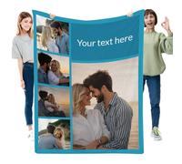 Muewent Couverture personnalisée avec 5 photos pour créer un texte personnalisé - Idéal pour les parents, grands-parents ou couples pour toutes les fêtes et célébrations