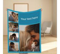 Muewent Couverture personnalisée avec compilation de 5 images, ajoutez du texte et construisez un couvre-lit personnalisé, idéal pour les adultes, la famille, les amis pour un usage festif ou