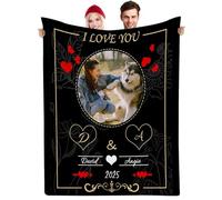 Muewent Couverture personnalisée avec une image et un texte personnalisé pour anniversaire, Noël, anniversaire de mariage