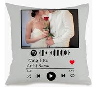Muewent Housse de coussin avec lecteur de musique avec inscription personnalisée offrant un design souvenir tendance, idéal pour ajouter une décoration élégante et une présence de cadeau sincère