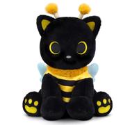 MUFEIRUO Chat noir en peluche dans un costume d'abeille | Peluche chat en peluche, cadeau pour anniversaire, Halloween, Noël