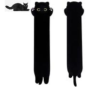 MUFEIRUO Long Chat en Peluche, Coussin Noir - Cadeau pour Noël et Fête d'Anniversaire, Doudou