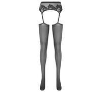 Mufeng Bas Porte Jarretelle Collants Legging Collant Femme Résille Jarretelle Factice Jarretelle Fantaisie Ouvert Entrejambe Noir B Taille unique